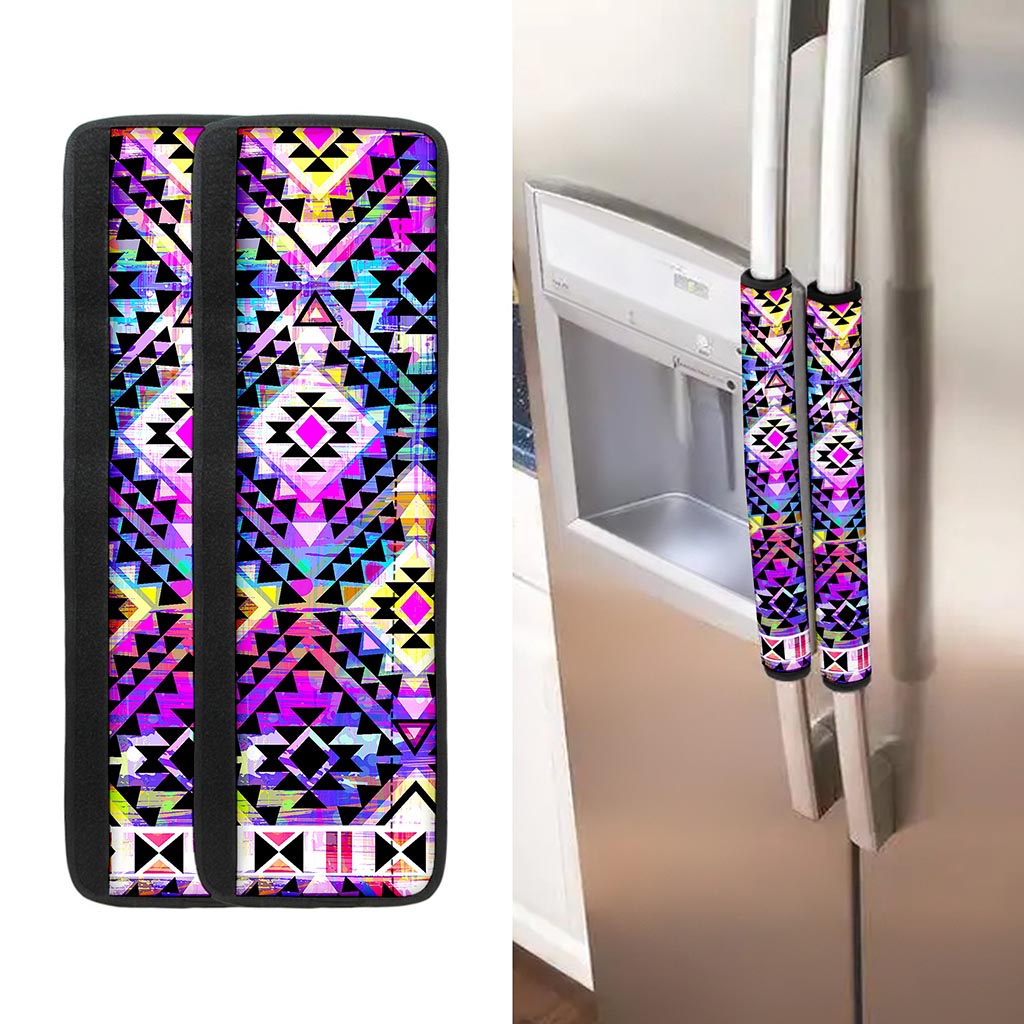 Colorful Aztec Pattern Print Refrigerator Handle Covers