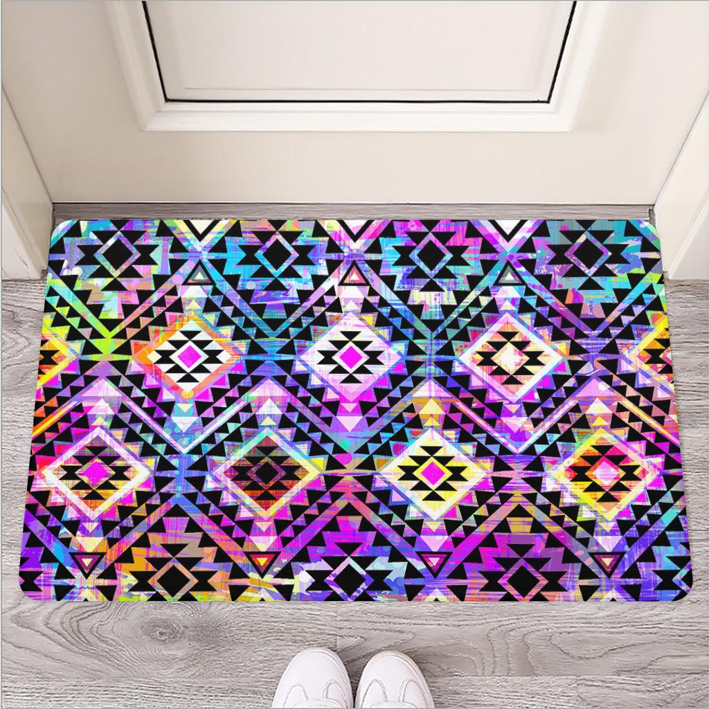 Colorful Aztec Pattern Print Rubber Doormat