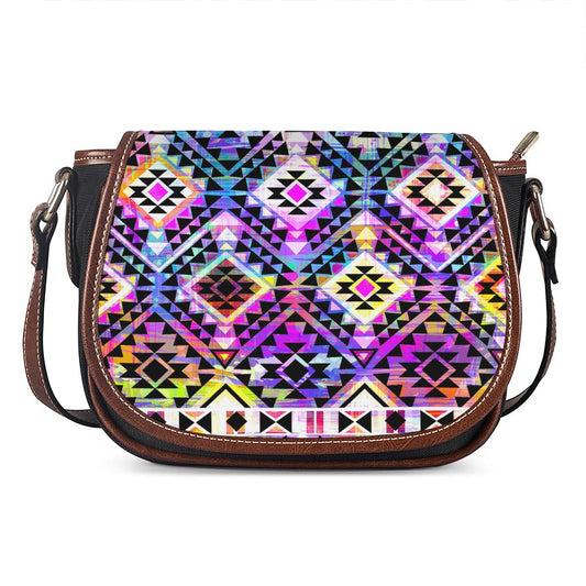 Colorful Aztec Pattern Print Saddle Bag