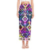 Colorful Aztec Pattern Print Side Slit Maxi Skirt