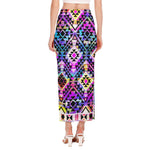 Colorful Aztec Pattern Print Side Slit Maxi Skirt