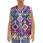 Colorful Aztec Pattern Print Sleeveless Baseball Jersey
