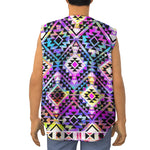 Colorful Aztec Pattern Print Sleeveless Baseball Jersey