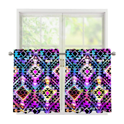 Colorful Aztec Pattern Print Tier Curtains