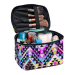 Colorful Aztec Pattern Print Travel Makeup Bag