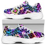 Colorful Aztec Pattern Print White Chunky Shoes