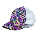 Colorful Aztec Pattern Print White Mesh Trucker Cap