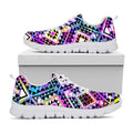 Colorful Aztec Pattern Print White Running Shoes