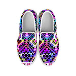 Colorful Aztec Pattern Print White Slip On Sneakers