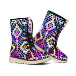 Colorful Aztec Pattern Print Winter Boots