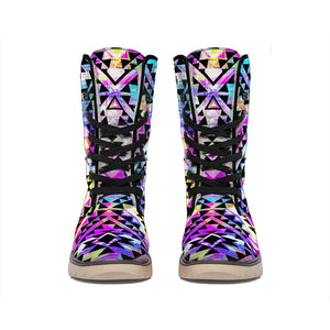 Colorful Aztec Pattern Print Winter Boots