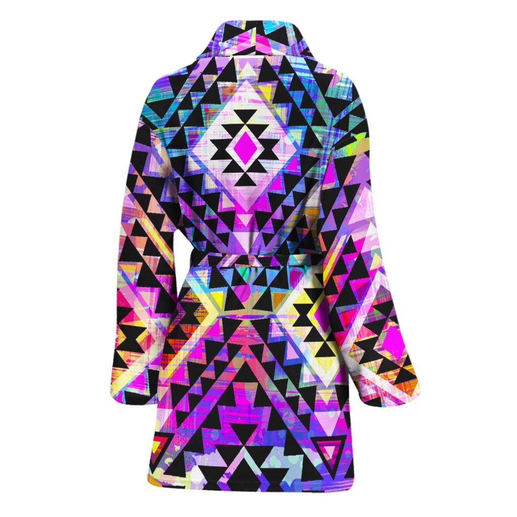 Colorful Aztec Pattern Print Women's Bathrobe