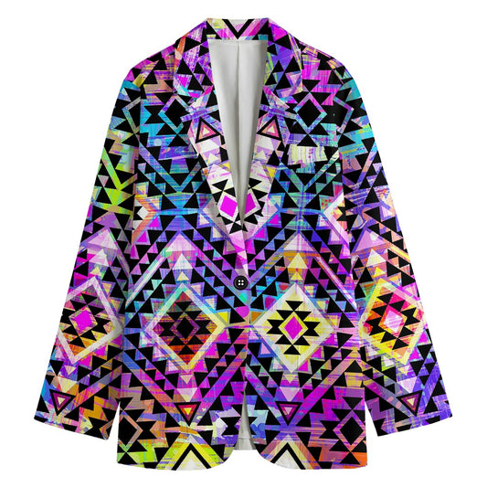 Colorful Aztec Pattern Print Women's Blazer