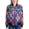 Colorful Aztec Pattern Print Women's Bomber Jacket