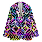 Colorful Aztec Pattern Print Women's Cotton Blazer