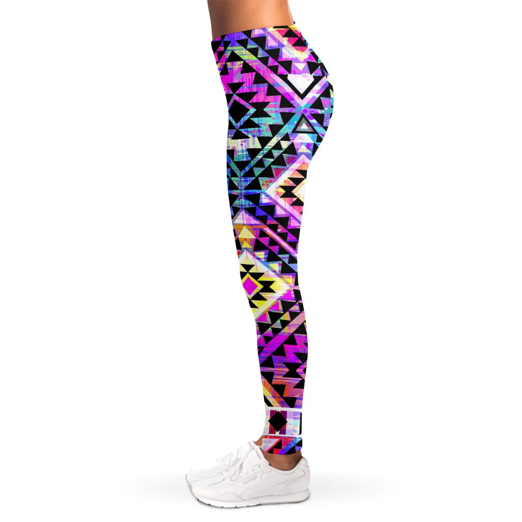 Colorful Aztec Pattern Print Women's Leggings