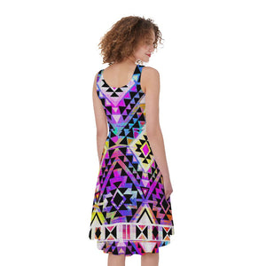 Colorful Aztec Pattern Print Women's Sleeveless Dress