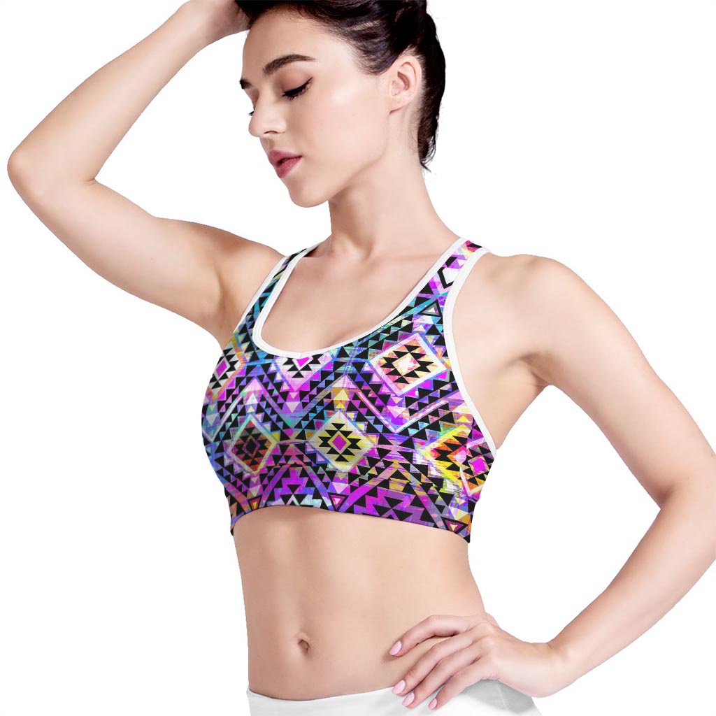 Colorful Aztec Pattern Print Women's Sports Bra