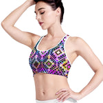Colorful Aztec Pattern Print Women's Sports Bra