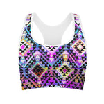 Colorful Aztec Pattern Print Women's Sports Bra