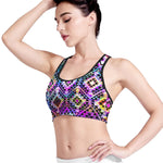 Colorful Aztec Pattern Print Women's Sports Bra