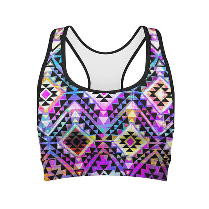 Colorful Aztec Pattern Print Women's Sports Bra