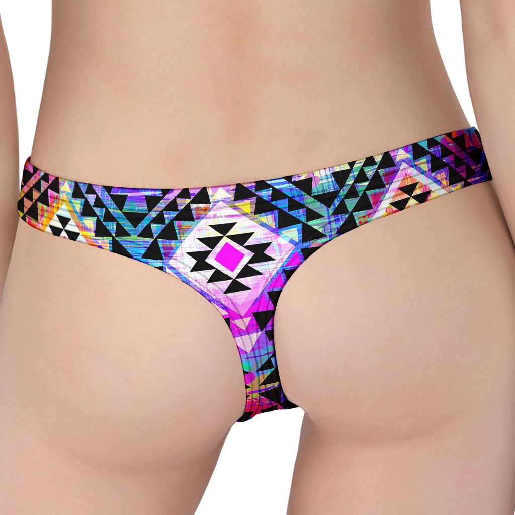 Colorful Aztec Pattern Print Women's Thong