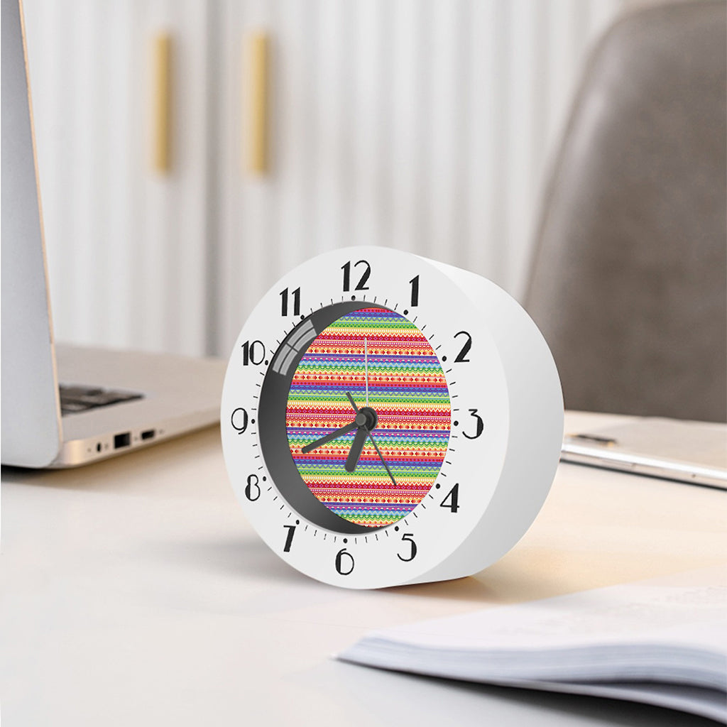Colorful Aztec Tribal Pattern Print Alarm Clock