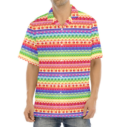 Colorful Aztec Tribal Pattern Print Aloha Shirt