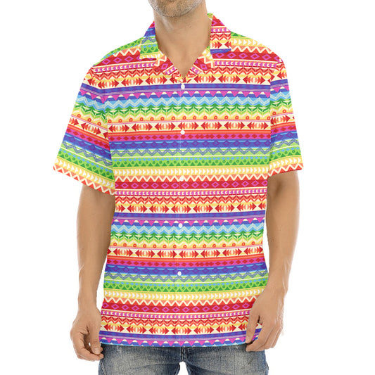Colorful Aztec Tribal Pattern Print Aloha Shirt