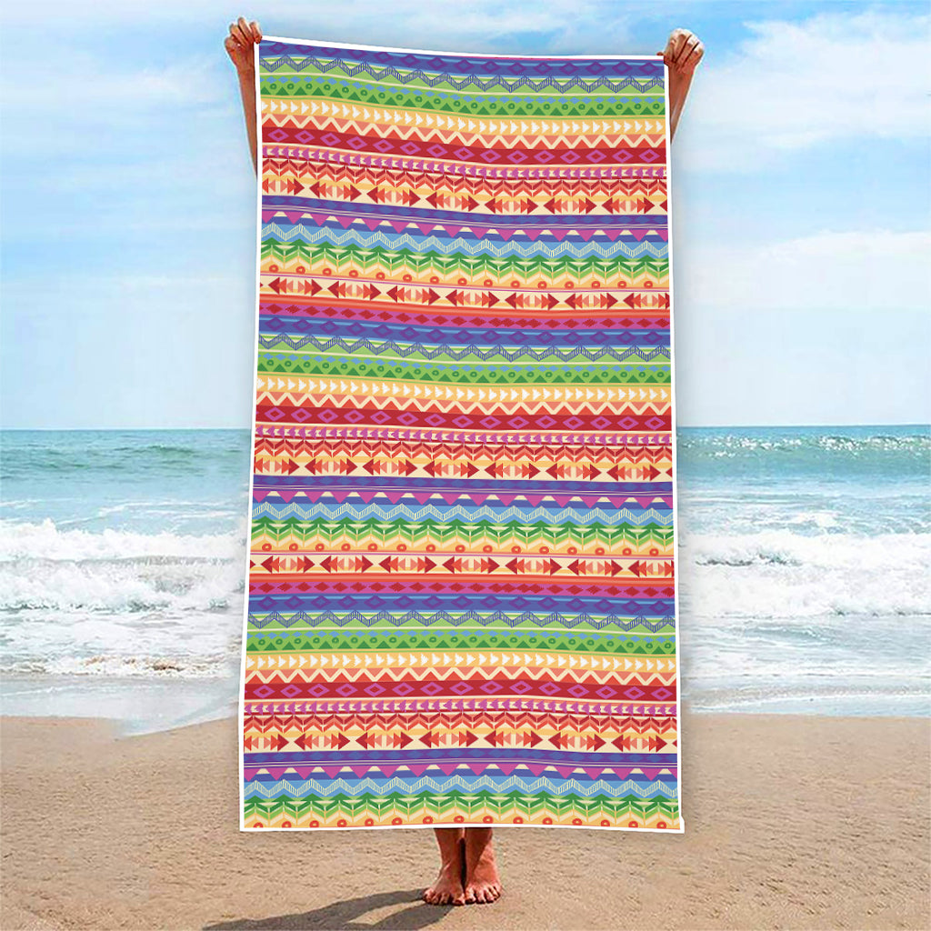 Colorful Aztec Tribal Pattern Print Beach Towel