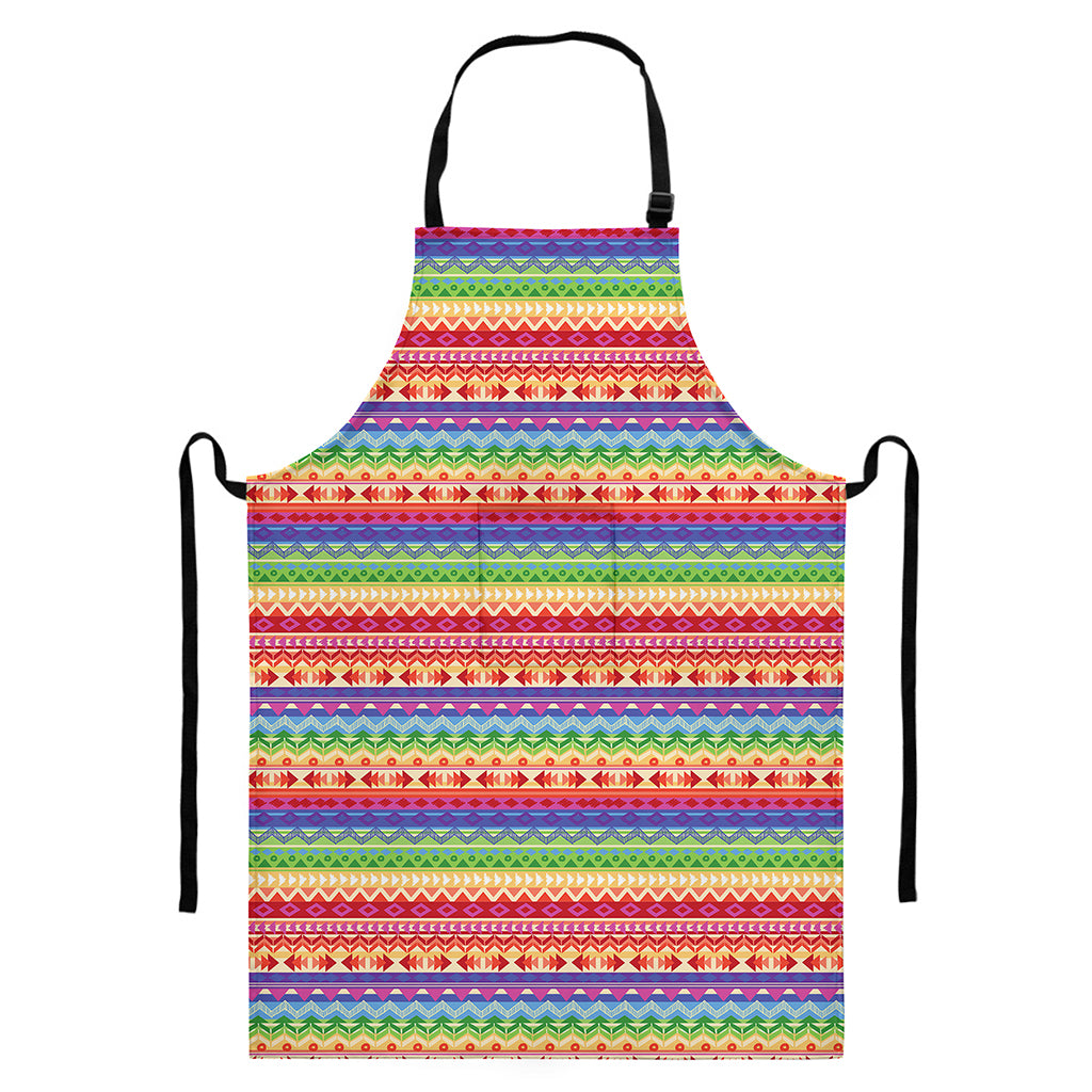 Colorful Aztec Tribal Pattern Print Bib Apron With Pocket