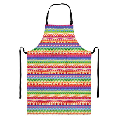 Colorful Aztec Tribal Pattern Print Bib Apron With Pocket