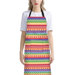 Colorful Aztec Tribal Pattern Print Bib Apron With Pocket