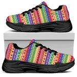 Colorful Aztec Tribal Pattern Print Black Chunky Shoes