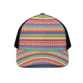 Colorful Aztec Tribal Pattern Print Black Mesh Trucker Hat