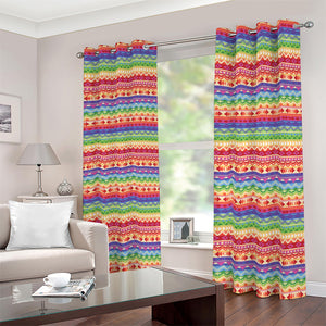 Colorful Aztec Tribal Pattern Print Blackout Grommet Curtains