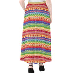 Colorful Aztec Tribal Pattern Print Chiffon Maxi Skirt