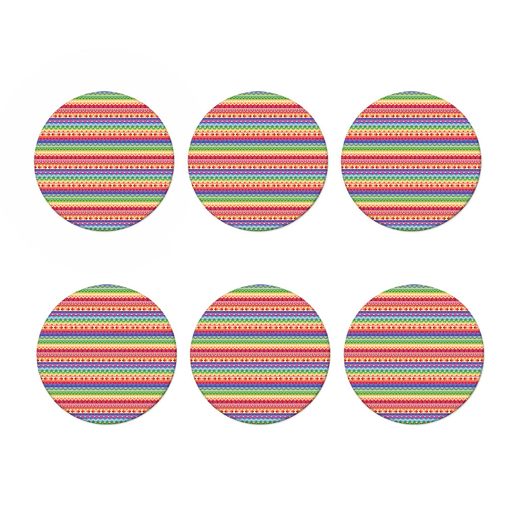 Colorful Aztec Tribal Pattern Print Coaster Set