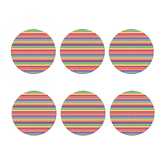 Colorful Aztec Tribal Pattern Print Coaster Set
