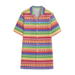Colorful Aztec Tribal Pattern Print Cotton Hawaiian Shirt