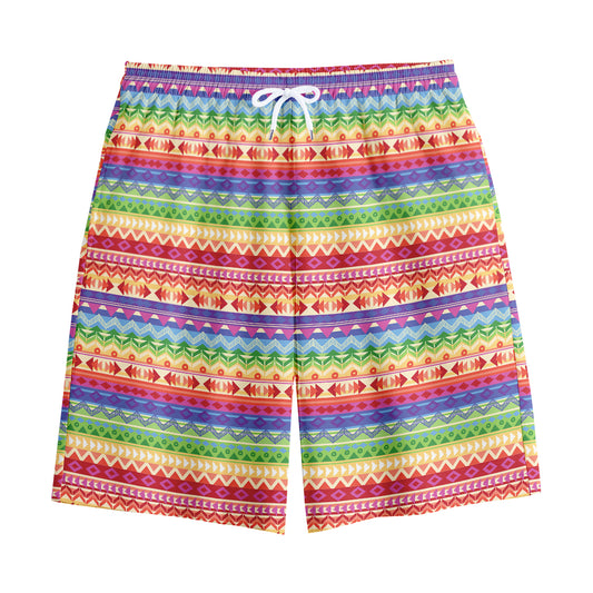Colorful Aztec Tribal Pattern Print Cotton Shorts