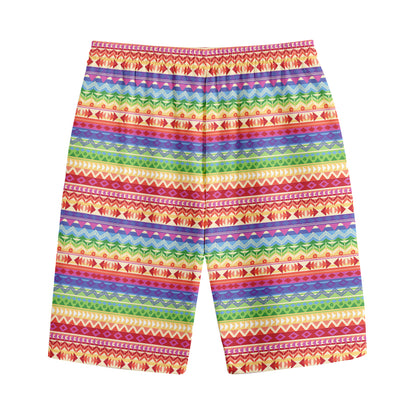 Colorful Aztec Tribal Pattern Print Cotton Shorts