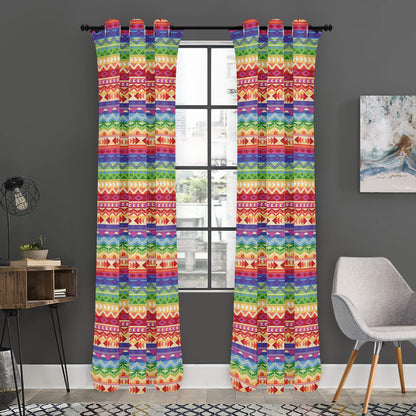 Colorful Aztec Tribal Pattern Print Curtain