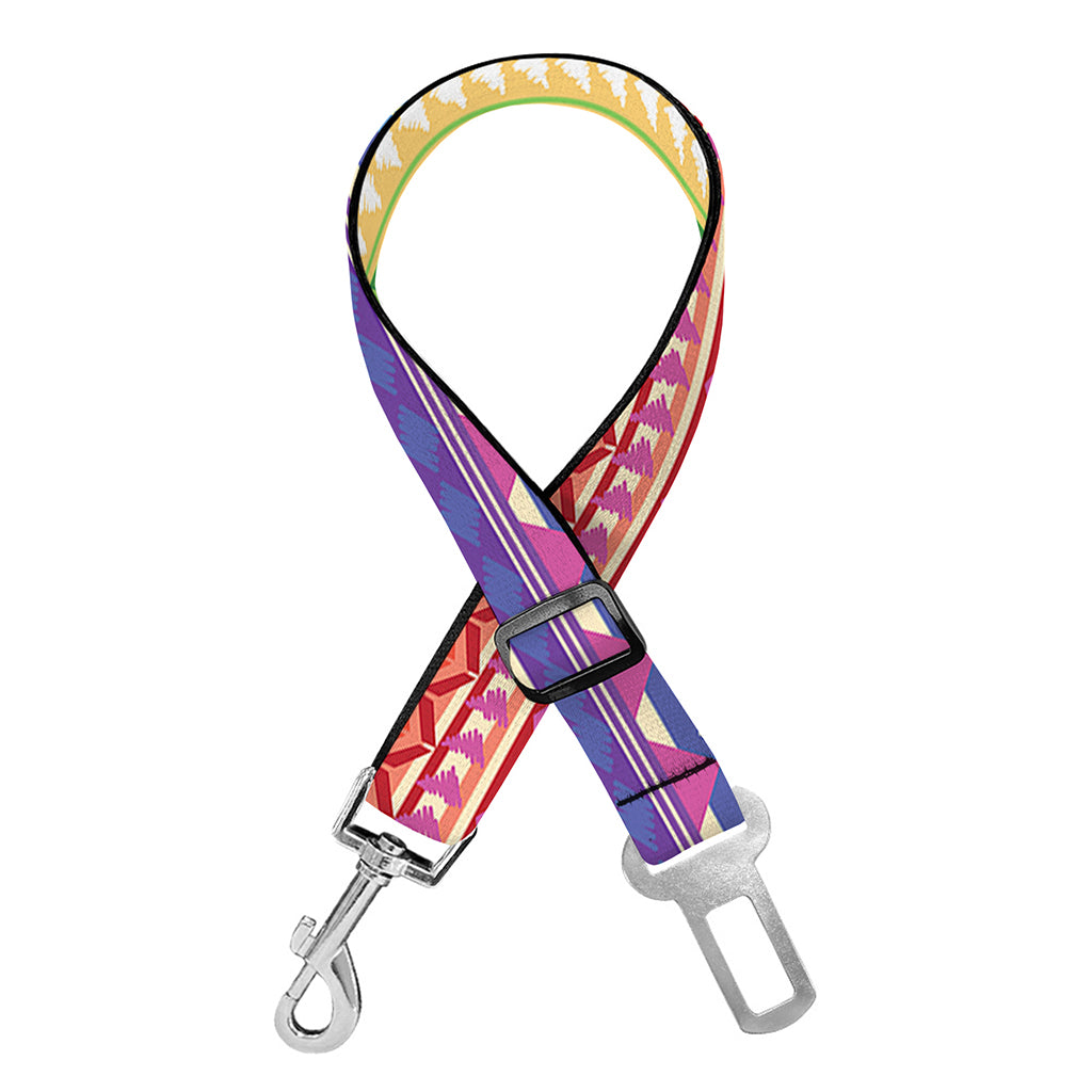 Colorful Aztec Tribal Pattern Print Dog Seat Belt
