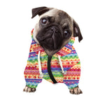 Colorful Aztec Tribal Pattern Print Dog Zip Up Hoodie