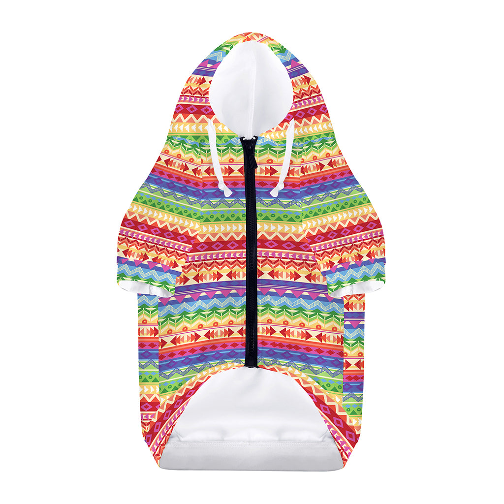 Colorful Aztec Tribal Pattern Print Dog Zip Up Hoodie