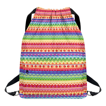 Colorful Aztec Tribal Pattern Print Drawstring Backpack