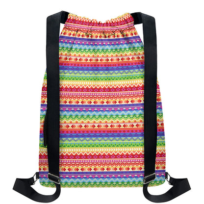 Colorful Aztec Tribal Pattern Print Drawstring Backpack