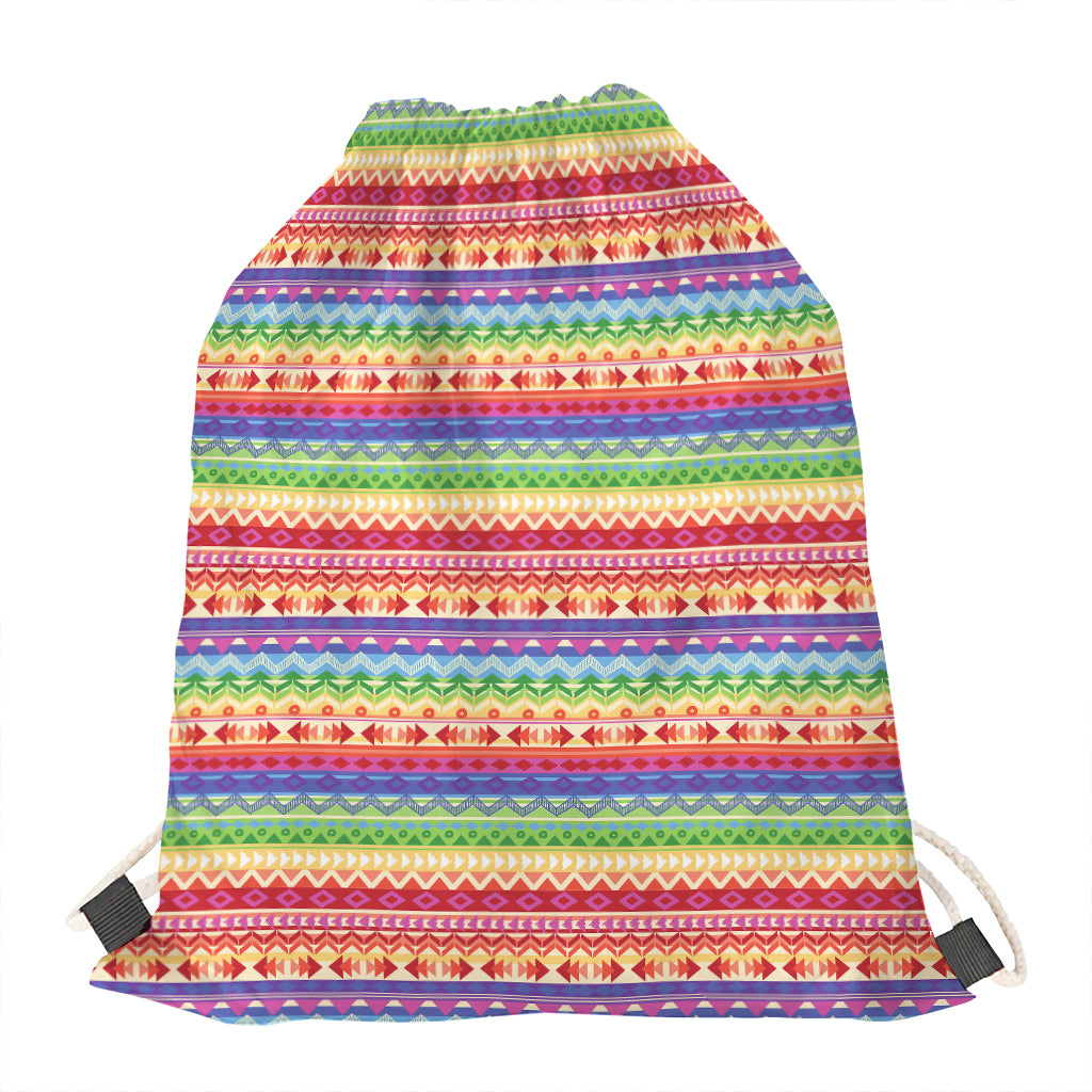 Colorful Aztec Tribal Pattern Print Drawstring Bag